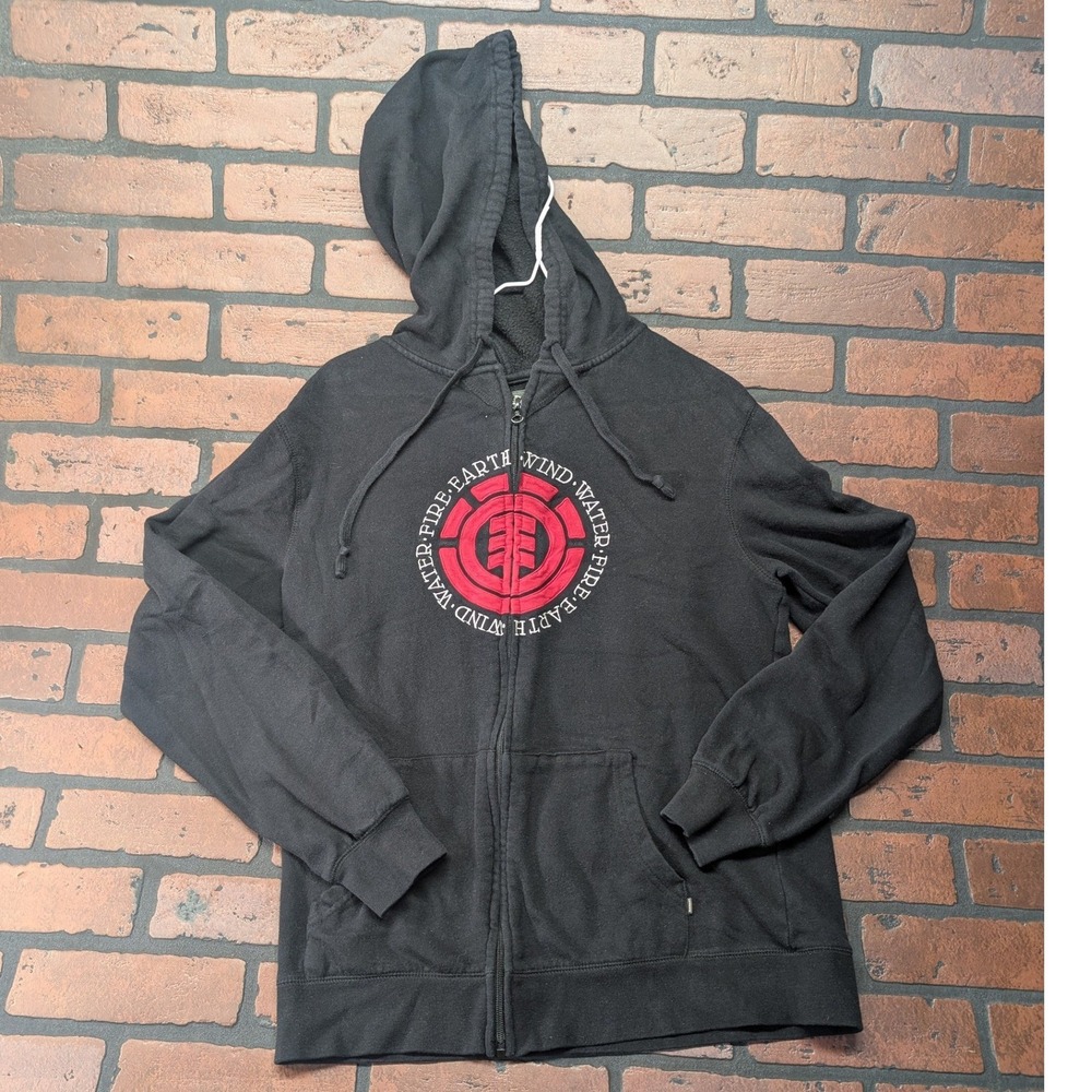 Element Black‎ Full Zip Graphic Hoodie Earth Wind Water Fire Mens Size M